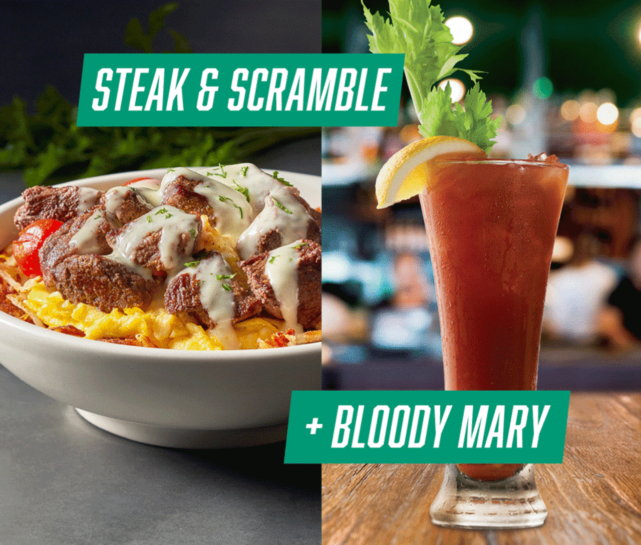 Steak & Scramble Bowl + Bloody Mary