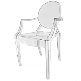 Crystal Clear Ghost Style Plastic Louis Armchair