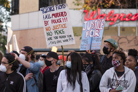 Thousands of demonstrators gather at Frank Ogawa Plaza protesting the 8 p.m. to 5 a.m. curfew from in Oakland on June 3. Nationwide curfews were set in major cities to stop the violence and looting in response to the George Floyd protests. Yesica Prado / San Francisco Public Press