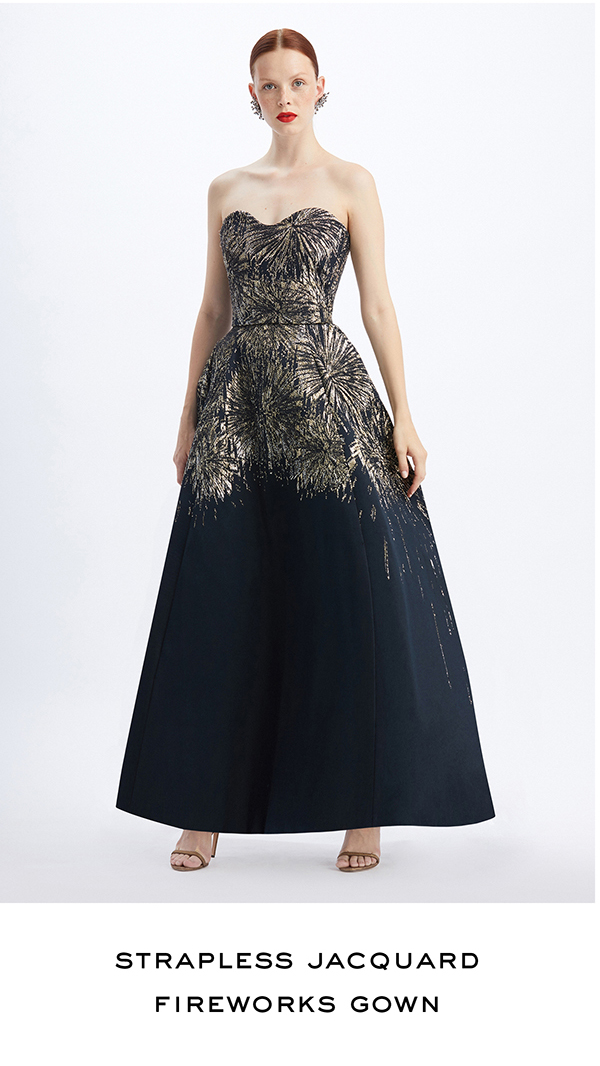 STRAPLESS JACQUARD FIREWORKS GOWN