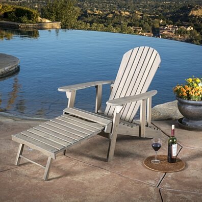 Katherine Outdoor Reclining Wood Adirondack Chair with Footrestst