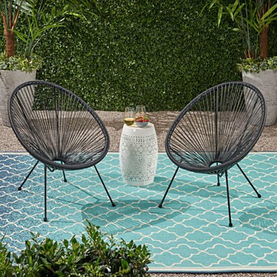 Mia Outdoor Hammock Weave Chair with Steel Frame (Set of 2)