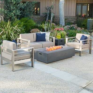 Crested Bay 5pc Outdoor Fire Table Sofa Set