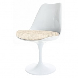 White and Textured Cream Tulip Style Side Chair
