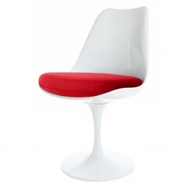 White and Red Tulip Style Side Chair