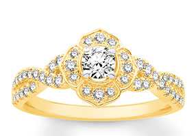 14K Yellow Gold Vintage Engagement Ring