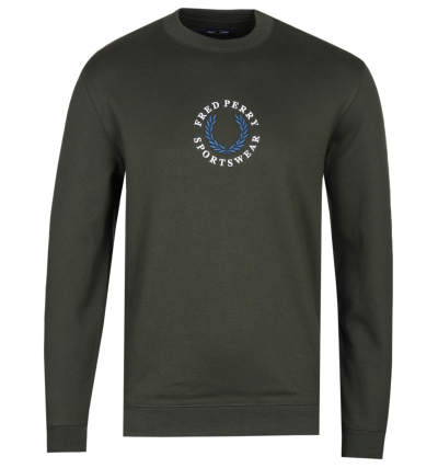 Fred Perry Embroidered Logo Hunting Green Sweatshirt