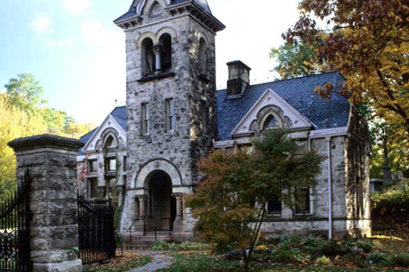 A building in Mount Hope Cemetery