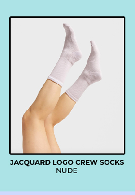 Jacquard Logo Crew Socks - Nude.