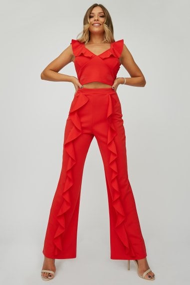 Red Frill Trousers Co-ord