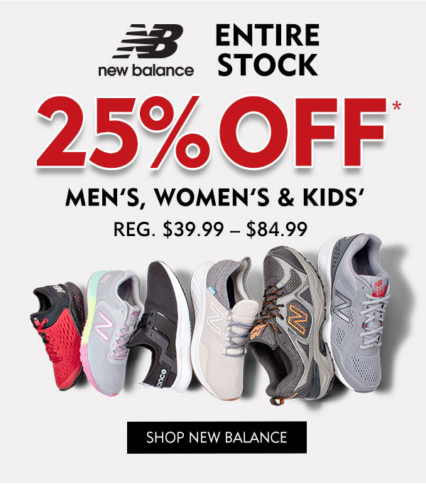 25% off entire stock of New Balance. Shop New Balance