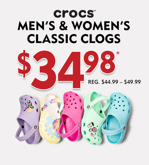 Men''s and Women''s Crocs Classic Clogs $34.98. Shop Crocs