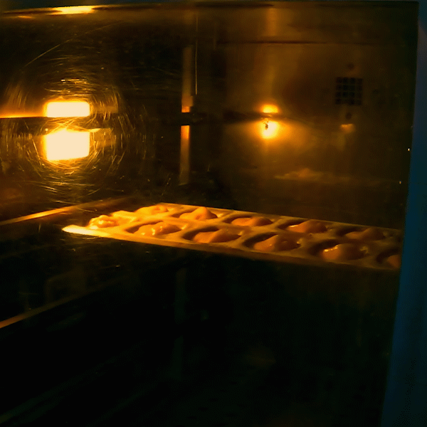 Madeleines rising in the oven