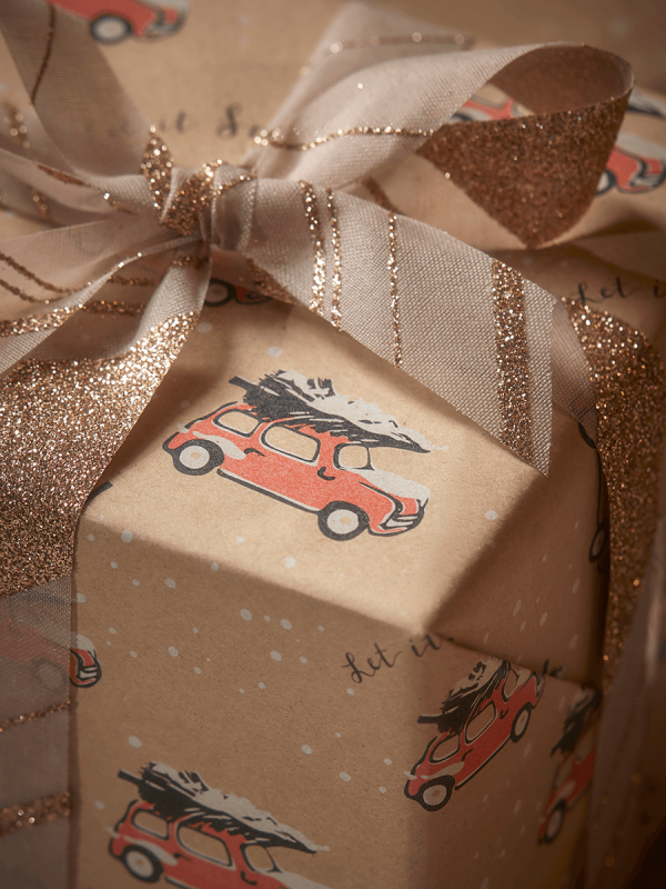 NEW Little Christmas Cars Recycled Wrapping Paper