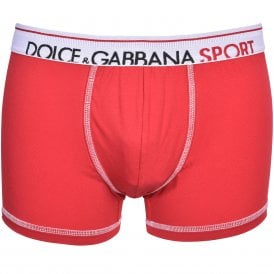 Sport Contrast Stitching Boxer Trunk, Red/white