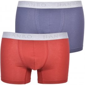 Cotton Essentials 2-Pack Boxer Trunks, Red/Blue