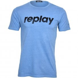 Retro Felt Logo T-Shirt, Azure Blue