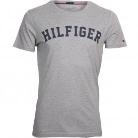Hilfiger Crew-Neck Organic Cotton T-Shirt, Grey Heather with navy