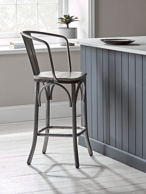 Zinc Curved Back Counter Stool