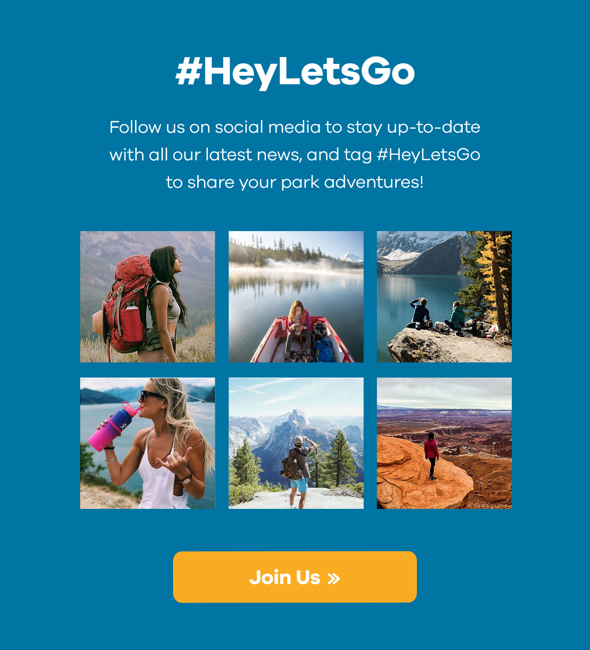 #HeyLestsGo - Follow as on social media to stay up-to-date with all of our latest news, and and tag #HydroFlask to share your park adventures! | Join Us >>