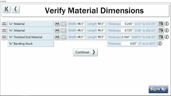 Cut Ready - Verify Material Dimensions