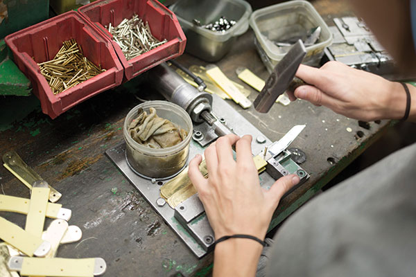 Knife being made by hand at the W.R. Case Factory