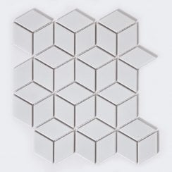 Matt Hexacube 3D White Mosaic Tiles 6973