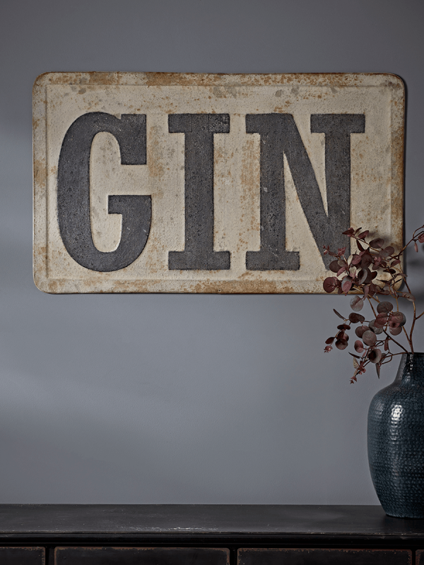 NEW Distressed Metal Gin Sign