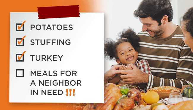 POTATOES - STUFFING - TURKEY - MEALS FOR A NEIGHBOR IN NEED!!!