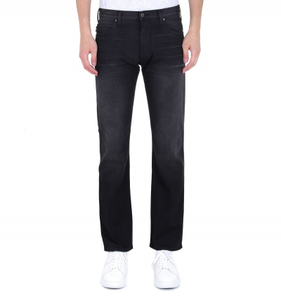 Emporio Armani J45 Regular Fit Washed Black Denim Jeans