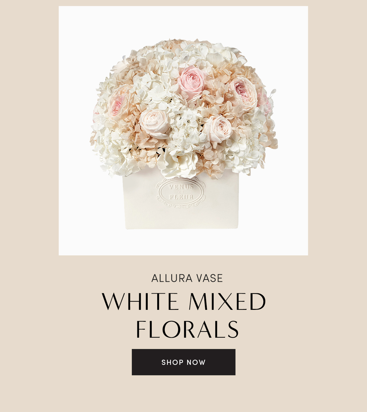 Allura Vase White Mixed Florals. Shop Now.