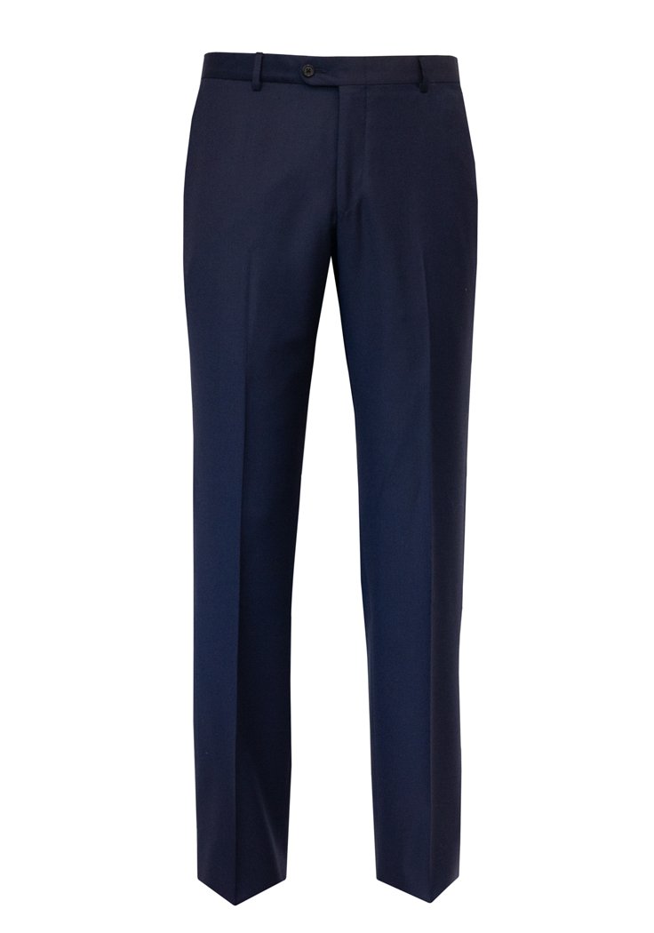 Bright Blue Wool Flat-Front Trousers