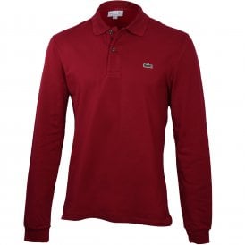 Classic Fit Pique Long-Sleeve Polo Shirt, Bordeaux Red