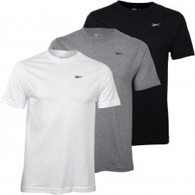 3-Pack Crew-Neck T-Shirts, Black/White/Grey