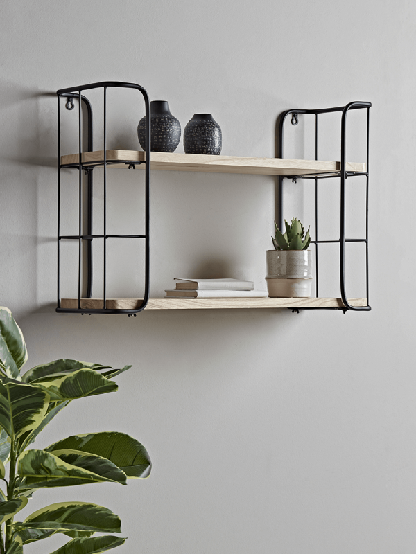 Industrial Wood & Metal Shelf Unit - Small