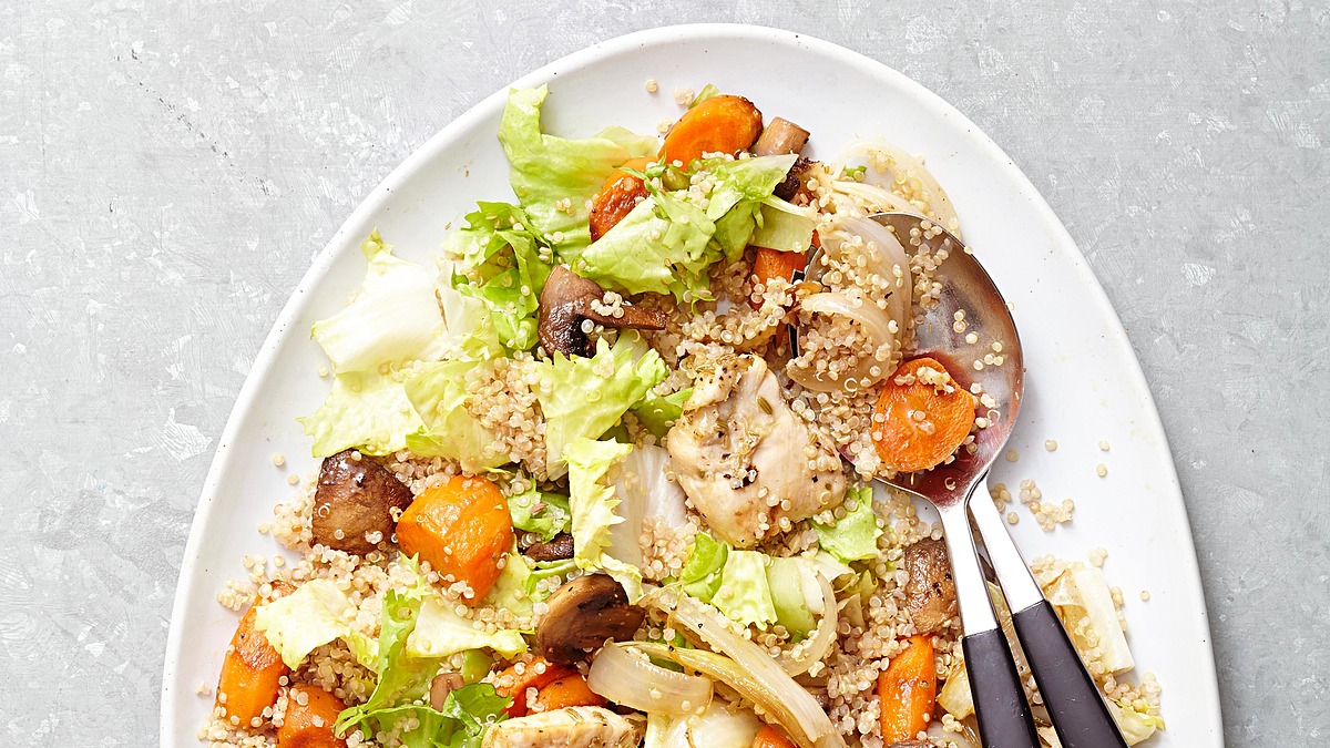 Roasted chicken and vegetable quinoa salad