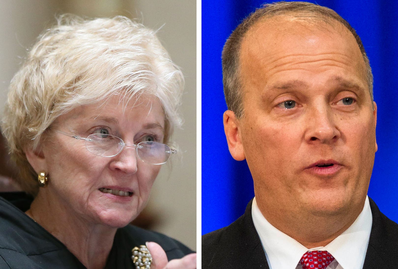 Supreme Court Chief Justice Patience Roggensack and Waukesha County Judge Brad Schimel.