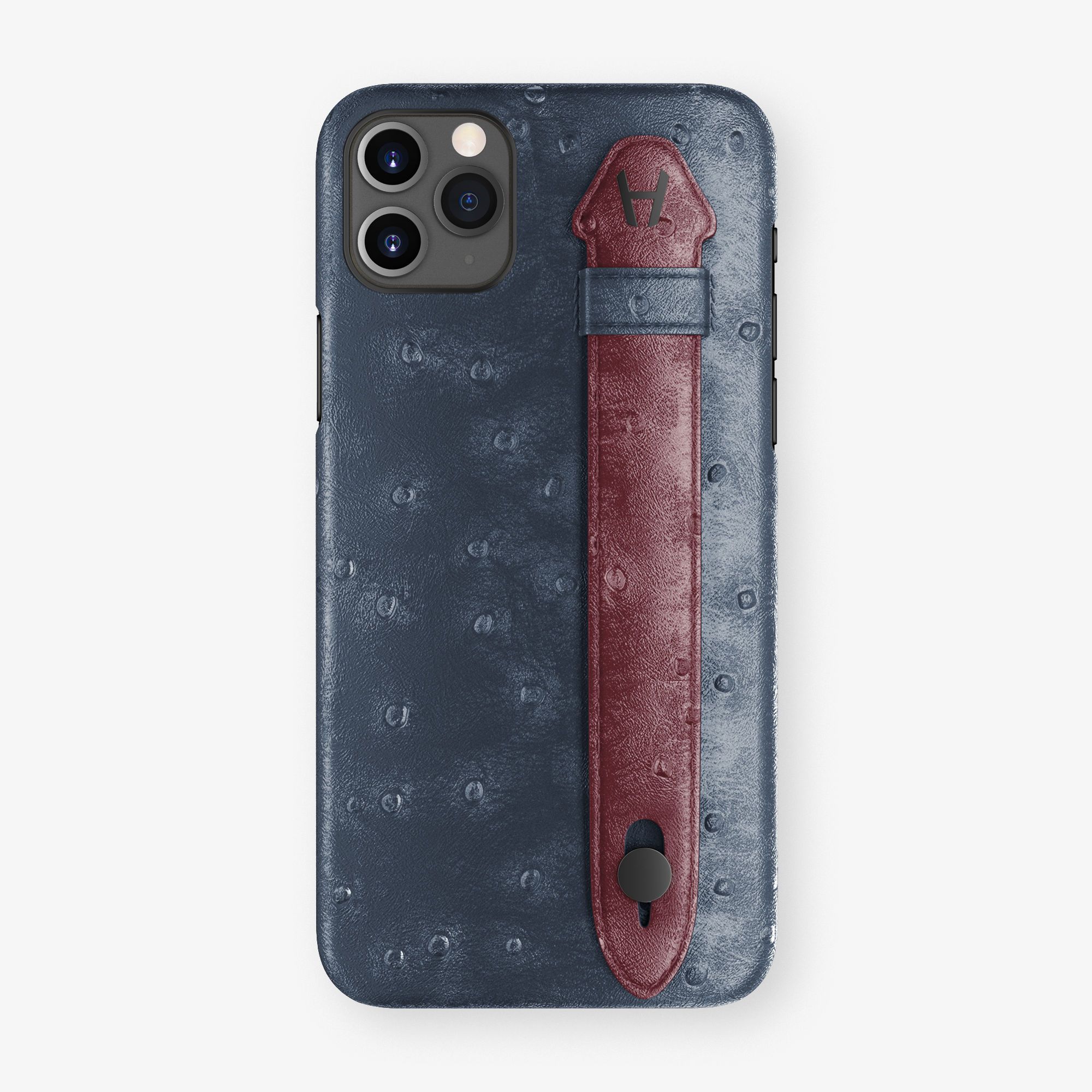 Ostrich Side Finger Case iPhone 11 Pro Max | Navy Blue/Burgundy - Black