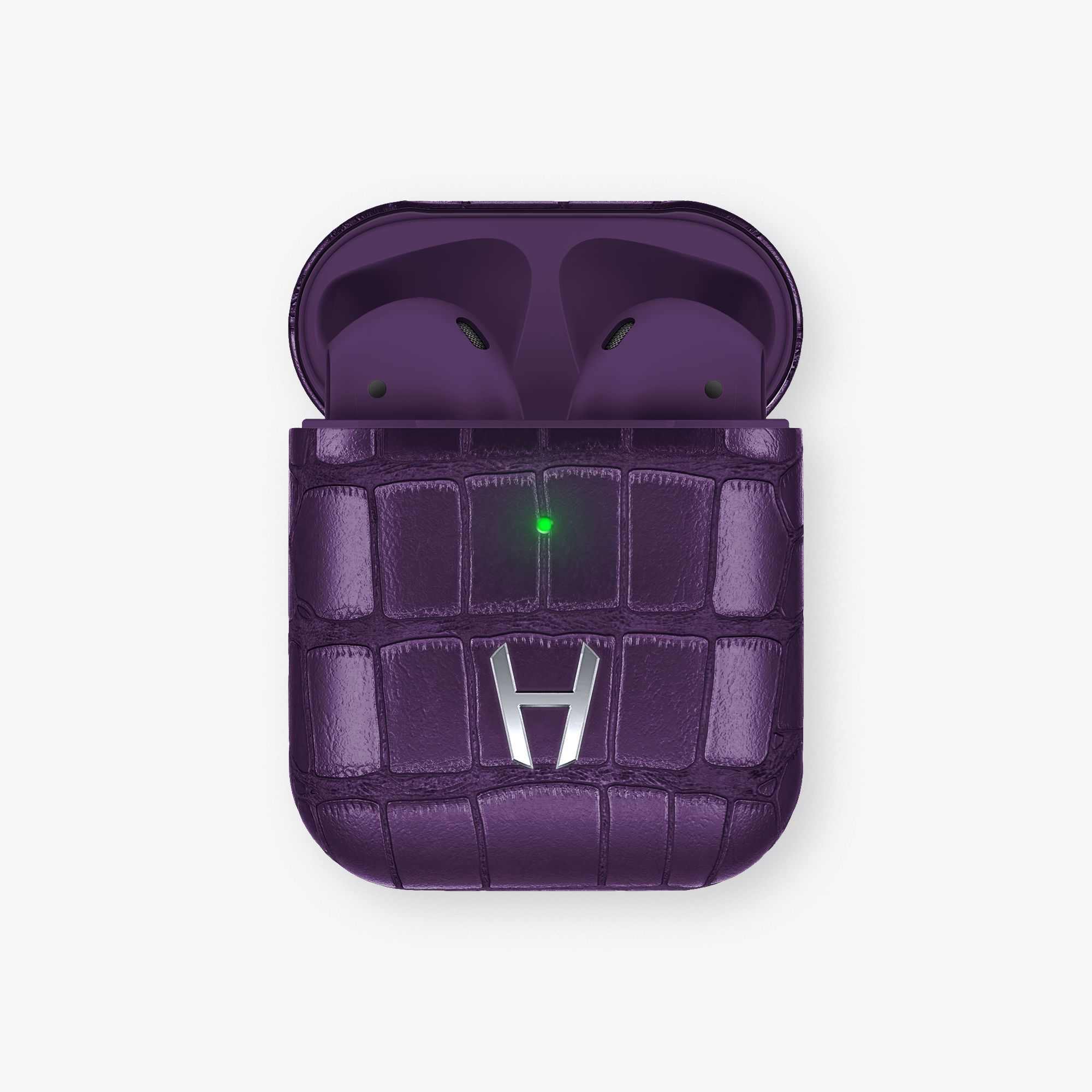 Alligator Airpods with Wireless Charging Case | Violet Purple - Stainless Steel