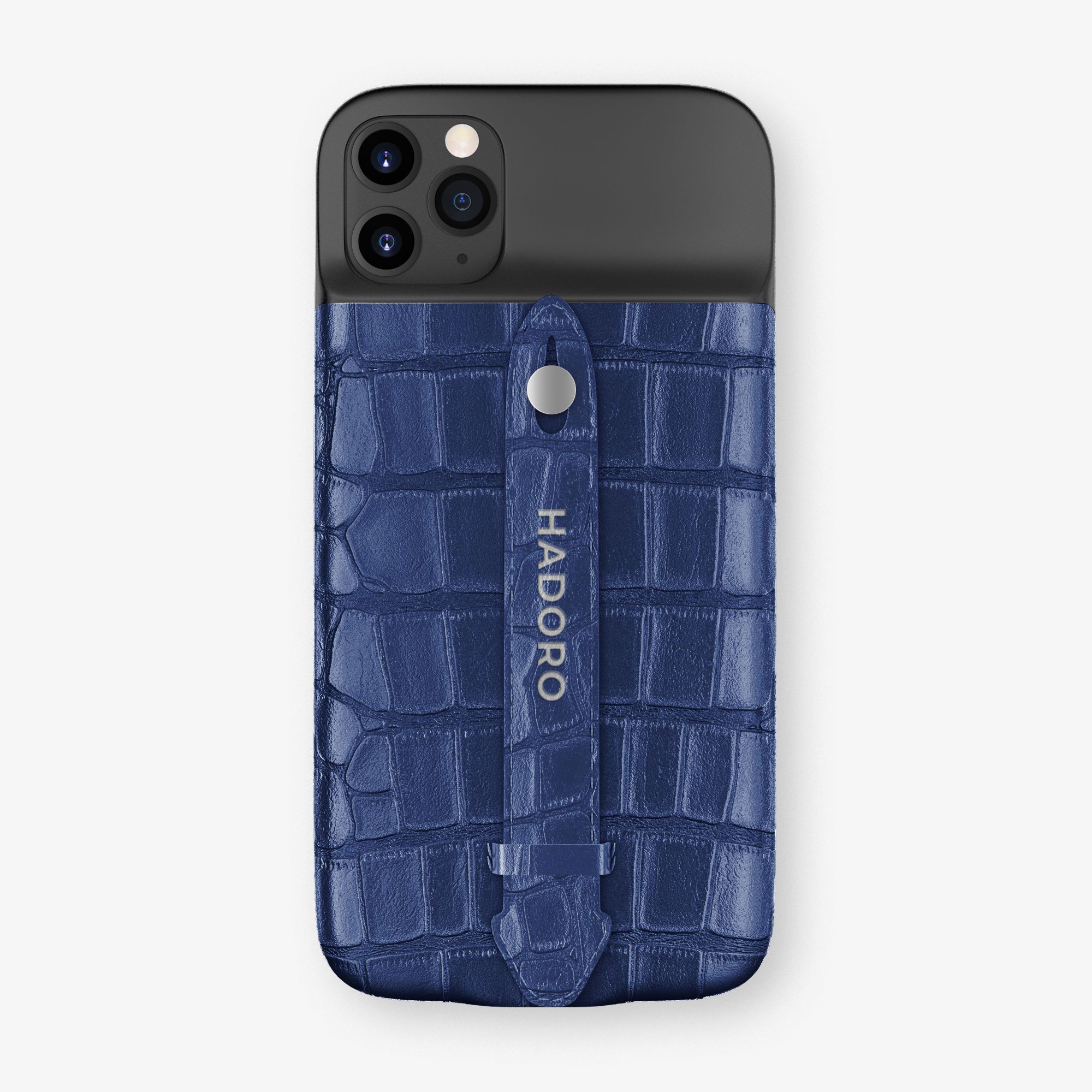 Alligator Battery Case iPhone 11 Pro Max | Navy Blue - Stainless Steel