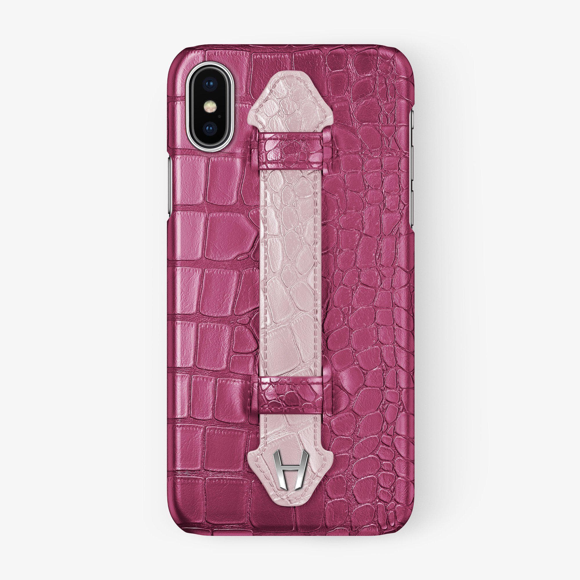 Alligator Finger Case Duo Color iPhone Xs Max | Pink Fuchsia/Pink - Stainless Steel