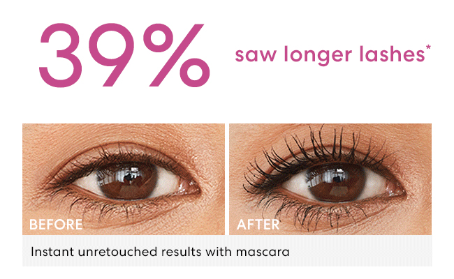 In an 8-week study... 39% saw longer lashes*