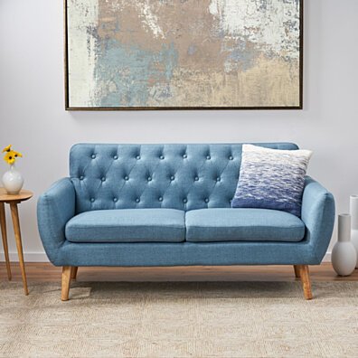 Eunice Petite Mid Century Modern Tufted Fabric Sofa