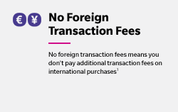 No Foreign Transaction Fees - No foreign transaction fees means you don't pay additional transaction fees on international purchases(1)