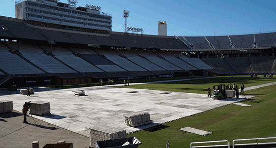 Building the ice at Cotton Bowl® Stadium