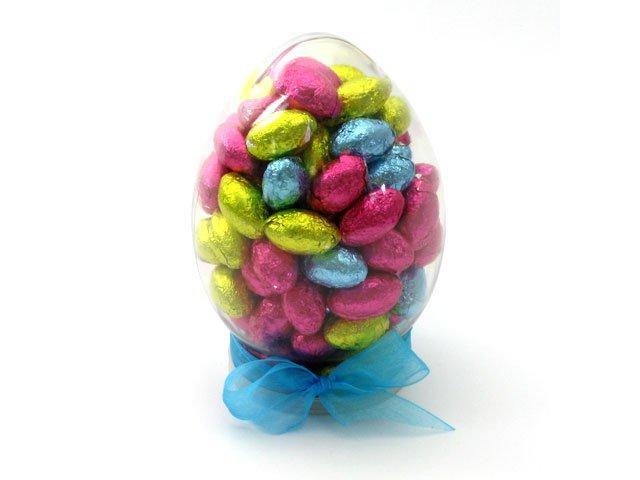Image of Clear Plastic Easter Egg with Chocolate Foiled Eggs