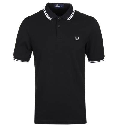 Fred Perry M3600 Black & Porcelain Slim Fit Twin Tipped Polo Shirt