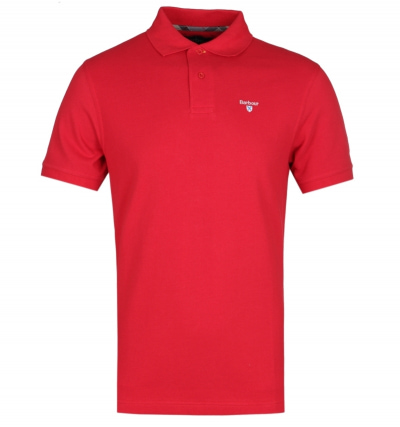 Barbour Tartan Red Pique Polo Shirt