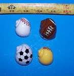 Sports Balls Painted Hermit Crab Shells - Lot of 4 