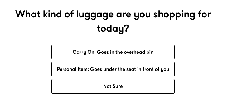 Bag Finder Quiz question